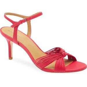 REFORMATION Pia Knotted Heeled Sandals Size 10.5 Bright Rose Pink Leather NEW